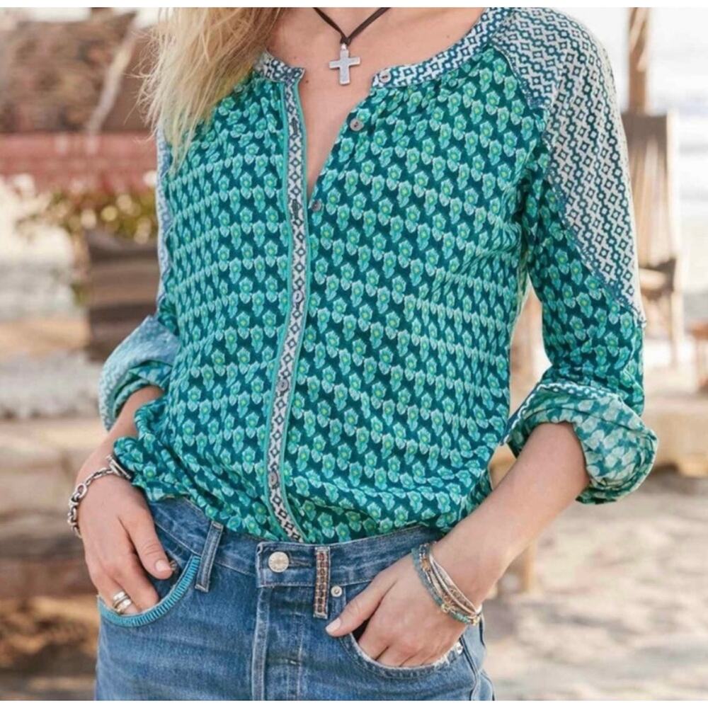 Sundance Boho Blue Patterned Size Xs Lightweight … - image 1